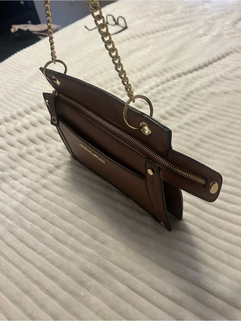 Adrienne Vittadini Brown Leather-like Chain-Handle Shoulder Bag